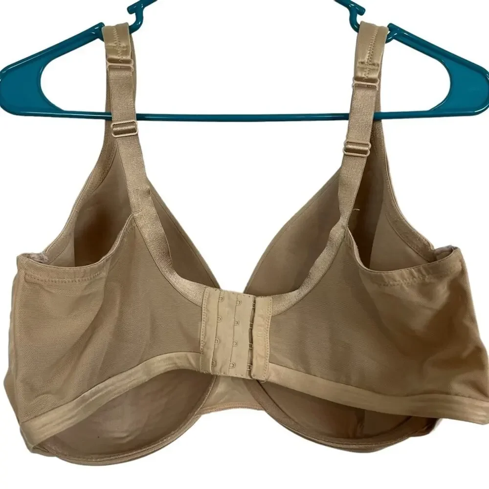 CACIQUE LIGHTLY LINED FULL COVERAGE Beige Tan Smooth Underwire Bra Satin 44DDD